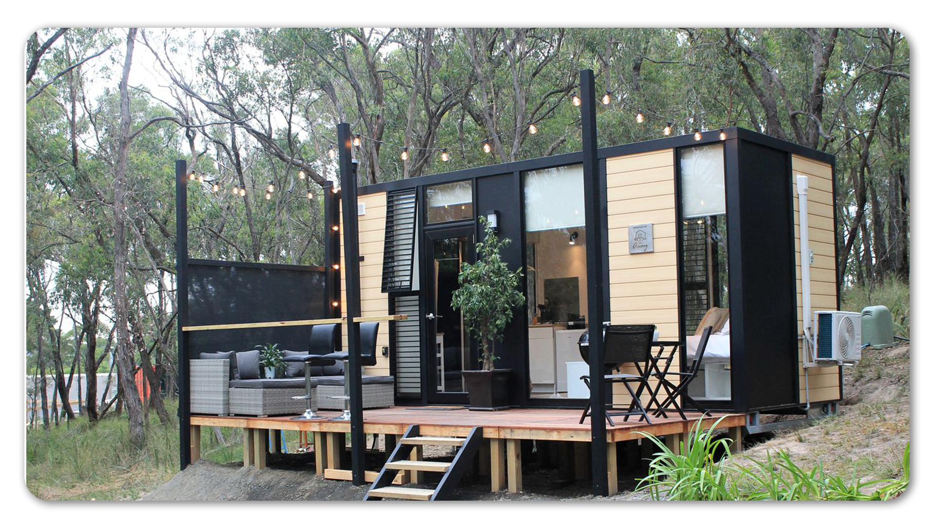 Photo of tiny home with patio